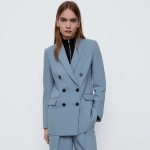 Zara double breasted blazer, size XXL. Baby blue color